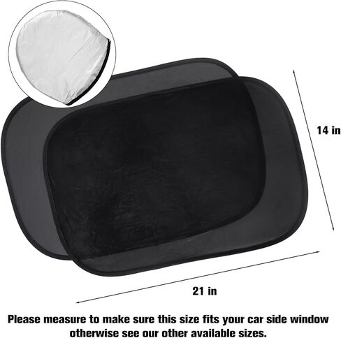 2 Pack Car Window Shades, 21"x14" Sun Shade Blocker Windshield Side Window Screens Covers for Camping Sleeping, UV-Rays Protection Self-Suction Privacy Mesh Universal Car Accessories in Saudi Arabia