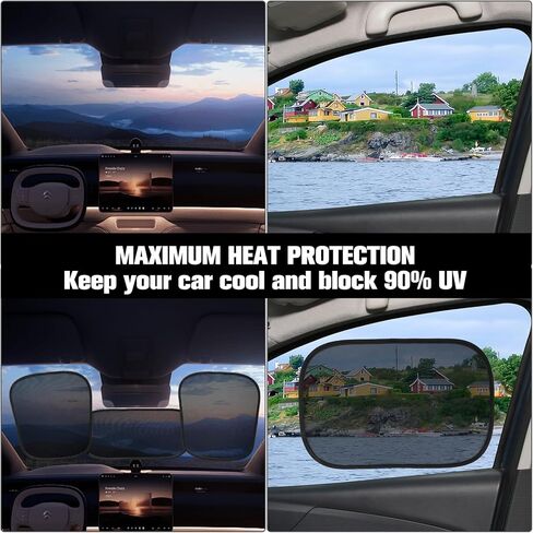 2 Pack Car Window Shades, 21"x14" Sun Shade Blocker Windshield Side Window Screens Covers for Camping Sleeping, UV-Rays Protection Self-Suction Privacy Mesh Universal Car Accessories in Saudi Arabia