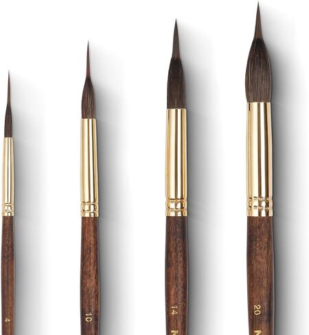 Nicpro 4 PCS Watercolor Brushes Professional, Extended Needle Point Brush Set, Sable Watercolor Brushes with Synthetic Extra Long Tip for Fine Detailing - Watercolor Acrylic Gouache Inks Painting in Saudi Arabia