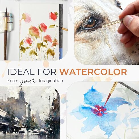 Nicpro 4 PCS Watercolor Brushes Professional, Extended Needle Point Brush Set, Sable Watercolor Brushes with Synthetic Extra Long Tip for Fine Detailing - Watercolor Acrylic Gouache Inks Painting in Saudi Arabia