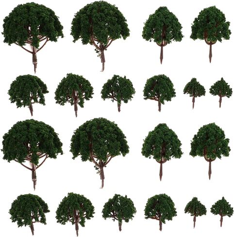 STOBOK 20pcs Mini Model Miniature Trees Train Railways Trees Mixed Train Scenery Architecture Fake Props for DIY Crafts Building Layouts Railroad Decor(Dark Green) in Saudi Arabia