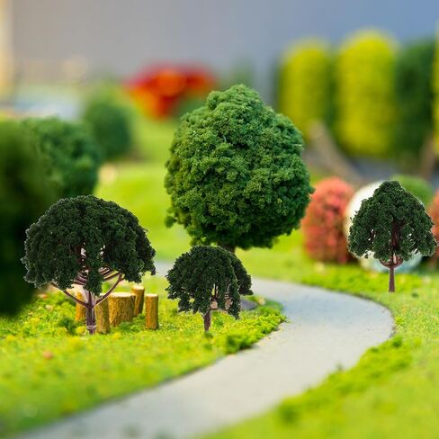 STOBOK 20pcs Mini Model Miniature Trees Train Railways Trees Mixed Train Scenery Architecture Fake Props for DIY Crafts Building Layouts Railroad Decor(Dark Green) in Saudi Arabia