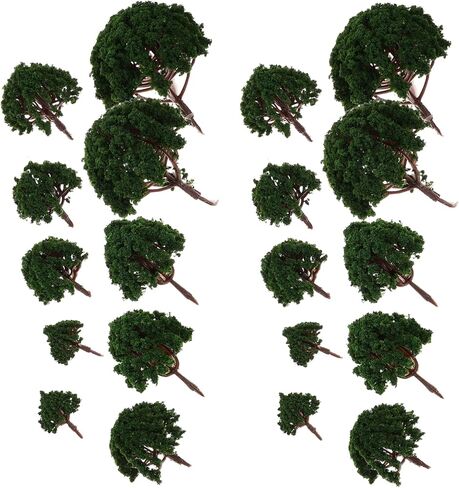 STOBOK 20pcs Mini Model Miniature Trees Train Railways Trees Mixed Train Scenery Architecture Fake Props for DIY Crafts Building Layouts Railroad Decor(Dark Green) in Saudi Arabia