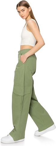 Cali1850 Women’s Parachute Cargo Pants – Low Rise Baggy Fit Wide Leg Multi Pockets Casual Streetwear Trousers in Kuwait