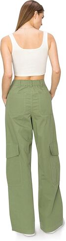 Cali1850 Women’s Parachute Cargo Pants – Low Rise Baggy Fit Wide Leg Multi Pockets Casual Streetwear Trousers in Kuwait