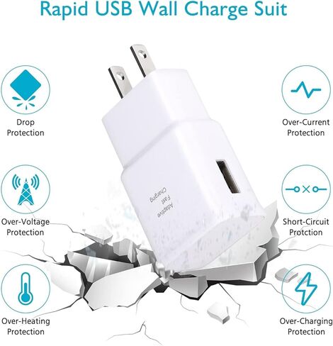 Adaptive Fast Charging Block USB Wall Charger Plug Travel Adapter Android Phone Charger for Samsung Galaxy S23/S22/S22 Ultra/S21/S20/S10/S9/S8/S7/S6 Edge/Note 10 9 8 Quick Charger,Cell Phone Charger in Saudi Arabia