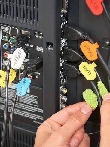 18-Pack MultiColor Write-On Cable Labels, Electronic Identification Tags for Cord Management, Wire Tags, Stickers, Square in Saudi Arabia