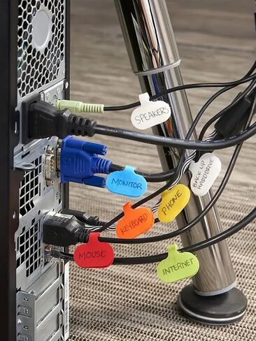 18-Pack MultiColor Write-On Cable Labels, Electronic Identification Tags for Cord Management, Wire Tags, Stickers, Square in Saudi Arabia