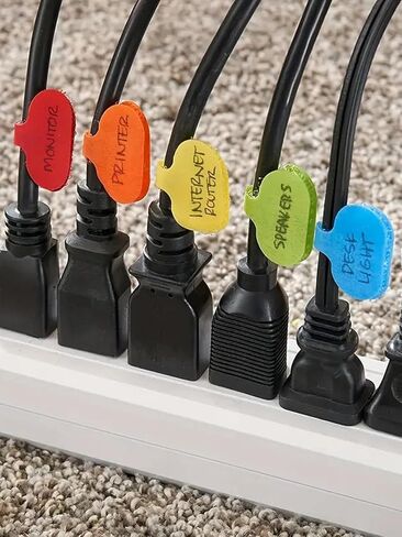 18-Pack MultiColor Write-On Cable Labels, Electronic Identification Tags for Cord Management, Wire Tags, Stickers, Square in Saudi Arabia