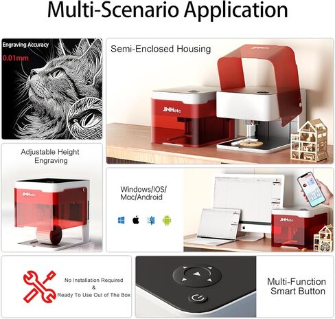 JWHetc X-Pro 5W Laser Engraver Machine, Portable 5000mW Laser Engraver and Cutter Machine for Wood Leather Metal Silicone Paper Glass Cloth,Class 1 for DIY Supports Win/Mobile System/Offline Class 1 in Saudi Arabia
