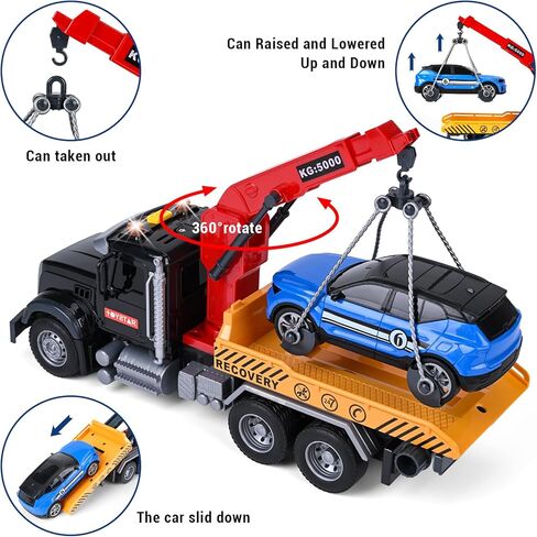 3 Pack 12'' Large Trucks Toy Set,Transport Tow Truck Toy & Dump Trucks and Car Carrier Truck Toys with Lights and Sounds,Friction Powered Movable Parts Kid Boys Toys for 3 4 5 6 7 Years Old in Saudi Arabia