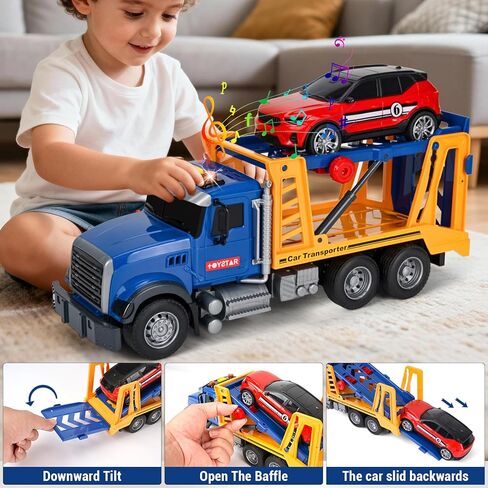 3 Pack 12'' Large Trucks Toy Set,Transport Tow Truck Toy & Dump Trucks and Car Carrier Truck Toys with Lights and Sounds,Friction Powered Movable Parts Kid Boys Toys for 3 4 5 6 7 Years Old in Saudi Arabia