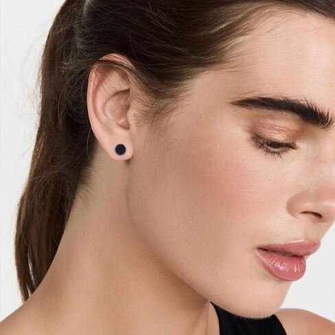 Stud Earrings 925 Sterling Silver Mens Womens CZ Black Stud Earrings Pierced Black Earrings Jewelry Gift in Kuwait