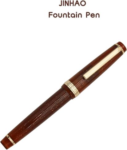 قلم حبر Jinhao 82 - أسطوانة قلم من مادة الأكريليك، سن متوسط ​​إيريديوم مع محول حبر، قلم كتابة سلس بتصميم كلاسيكي فلوري شفاف (زخرفة ذهبية، M) in Kuwait