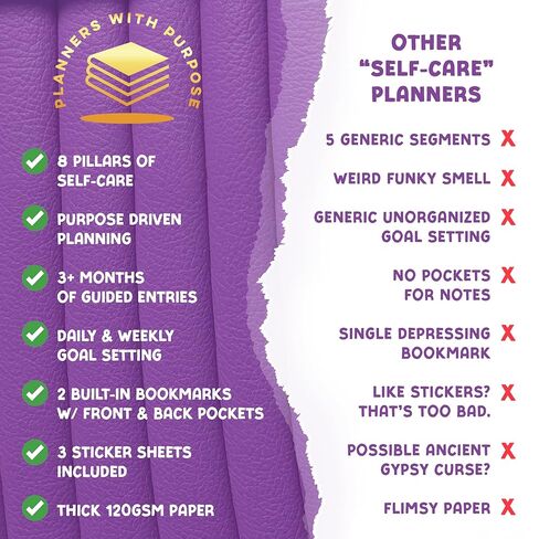 Planners with Purpose Self-Care Planner - Daily Wellness Journal with Guided Prompts, Gratitude, and Reflection - Mental Health Journal for Mindfulness, Positivity & Goal Setting Notebook for Women & Men A5 (Purple) in Saudi Arabia