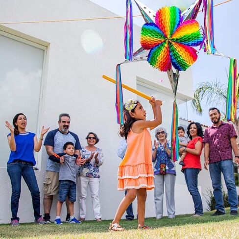 Large 32'' Cinco de Mayo Star Pinata – Foldable Mexican Piñata Kit with Blindfold, Candy Bags & Hanging Rope – 5 de Mayo Decorations – Birthday Party Pinata XL – Handmade in Mexico (Arcoiris) in Kuwait