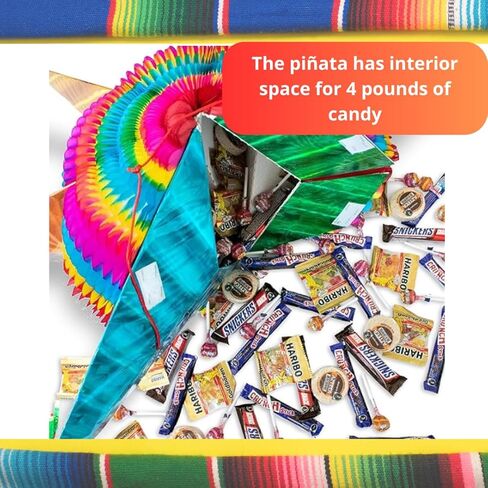 Large 32'' Cinco de Mayo Star Pinata – Foldable Mexican Piñata Kit with Blindfold, Candy Bags & Hanging Rope – 5 de Mayo Decorations – Birthday Party Pinata XL – Handmade in Mexico (Arcoiris) in Kuwait