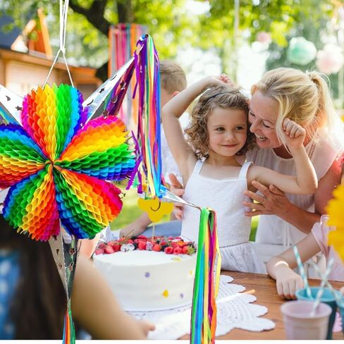 Large 32'' Cinco de Mayo Star Pinata – Foldable Mexican Piñata Kit with Blindfold, Candy Bags & Hanging Rope – 5 de Mayo Decorations – Birthday Party Pinata XL – Handmade in Mexico (Arcoiris) in Kuwait