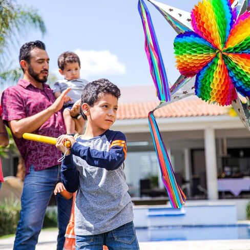 Large 32'' Cinco de Mayo Star Pinata – Foldable Mexican Piñata Kit with Blindfold, Candy Bags & Hanging Rope – 5 de Mayo Decorations – Birthday Party Pinata XL – Handmade in Mexico (Arcoiris) in Kuwait