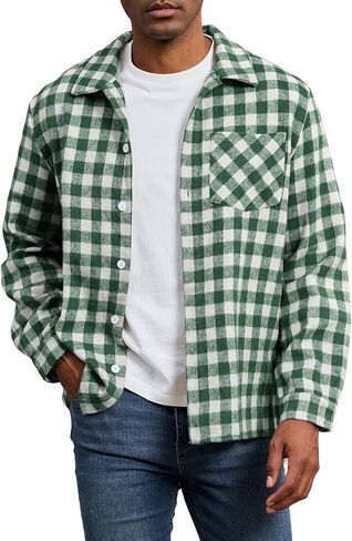 ZAFUL Men's Casual Plaid Fleece Jacket Unisex Men Drawstring Hooded Coat Fuzzy Hoodie in Kuwait