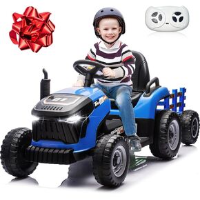 ألعاب ركوب JOYRACER 24 فولت للأطفال، جرار كهربائي مع محركات 400 وات، مقطورة قابلة للإمالة والفصل، مقعد قابل للتعديل، بلوتوث، موسيقى، ألعاب جرار للتحكم عن بعد للأولاد، زمرد in Kuwait