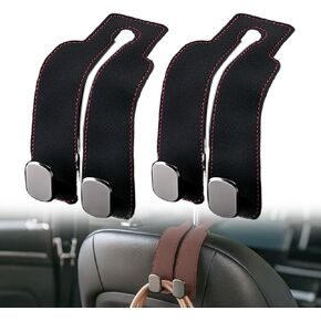 خطافات مسند الرأس لخطافات مقعد السيارة لمسند الرأس، 2025 خطاف للمحافظ والحقائب، حامل محفظة السيارة اللطيف، شماعات مساند الرأس الجلدية ذات الخطاف المزدوج ومنظمات ظهر المقعد (أسود-قطعتان) in Kuwait