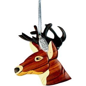 Wolf Christmas Ornament 2024 Two-Tone Wood Christmas Ornament - Intarsia Design - Wolf Ornament for Car - Comes in A Gift Box So Its Ready for Giving in Saudi Arabia