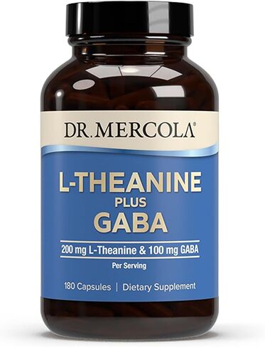 Dr. Mercola L-Theanine plus GABA, 30 Servings (60 Capsules), 200 mg L-Theanine and 100 mg GABA Per Serving, Dietary Supplement, Support Sleep and Mental Focus, Non-GMO in Saudi Arabia