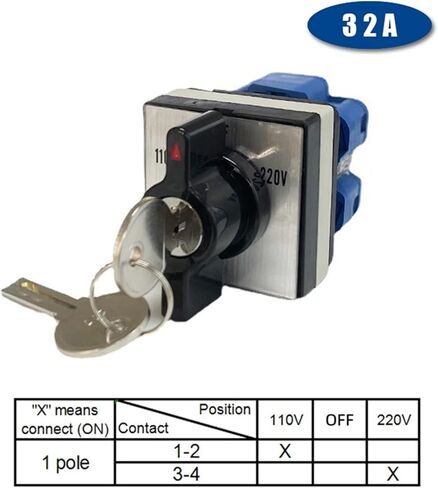 1 قطعة LW26-32F مع مفتاح ثلاثي المواضع قابل للقفل نقل عالمي 32A 690 فولت محرك تحويل الطاقة المزدوج عكس مفتاح الكاميرا الدوارة (32A 3 أقطاب) in Kuwait