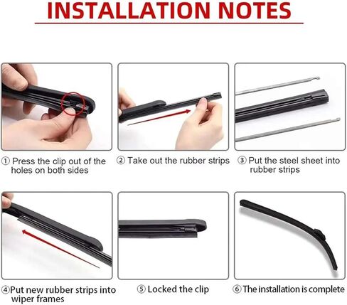 Car Wiper Rubber Strip Filling Strip Suitable For 6mm Frameless Wiper Car Accessories 14"-32"Inch in Saudi Arabia