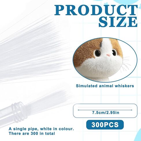 300PCS Simulated Animal Whiskers for Crafts Needle Felting 3 Inches White Craft Animal Whiskers Simulated Cat Whisker for Face Costume and Crafts in Saudi Arabia