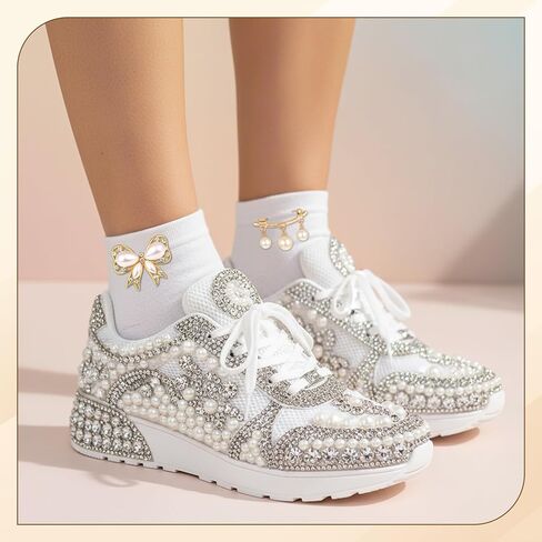Suncalla 1499 Pcs Junk Socks Charms Kit Gold Brooches and Pins for Women, Pearl Patch Rhinestone Charms with Safety Pins DIY Accessories for Socks Dress Clothes Hats Shoes Scarf Shawl Decoration in Saudi Arabia