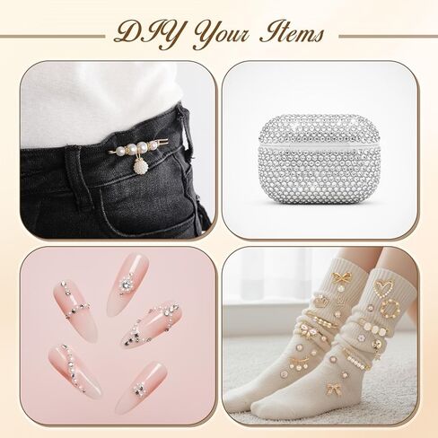 Suncalla 1499 Pcs Junk Socks Charms Kit Gold Brooches and Pins for Women, Pearl Patch Rhinestone Charms with Safety Pins DIY Accessories for Socks Dress Clothes Hats Shoes Scarf Shawl Decoration in Saudi Arabia