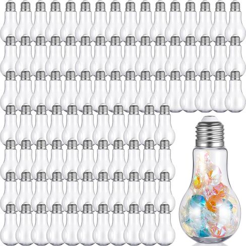 108 Pieces Plastic Fillable Light Bulbs for Candy Crafts Gifts, Decorative Jar Containers with Gold Lids Bulk Small Clear Light Bulb Cups 100 ml for Drinks Party Favors Bulb Vase Ornaments in Saudi Arabia