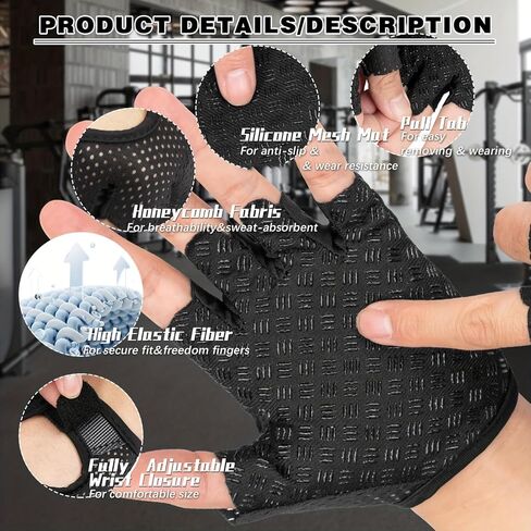 1 Pair Breathable Super Lightweight Weight Lifting Gloves Mens and Women Full Palm Workout Gloves Fitness for Training Exercise Gym Cycling Gloves in Saudi Arabia