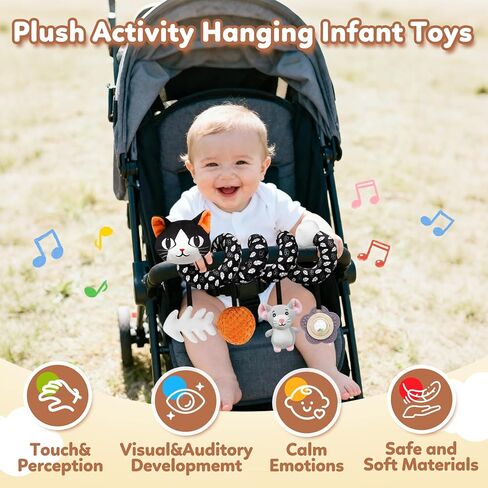 لعبة مقعد سيارة للأطفال، لعبة خشخيشة حلزونية معلقة باللونين الأبيض والأسود لحديثي الولادة من الأولاد والبنات - أسد in Kuwait