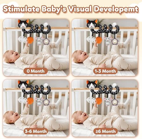 لعبة مقعد سيارة للأطفال، لعبة خشخيشة حلزونية معلقة باللونين الأبيض والأسود لحديثي الولادة من الأولاد والبنات - أسد in Kuwait