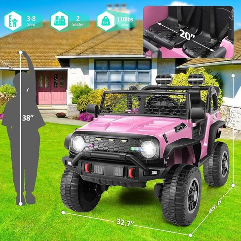 سيارة ركوب عن بعد Hikole 4X4 2 Seater XL مع مقعد عريض 20 بوصة، قابلة للتحويل 4WD/2WD، 3 سرعات، تعليق زنبركي، محركات 4x100W، أضواء LED ساطعة، ألعاب ركوب 24 فولت للأطفال من سن 4 إلى 8 سنوات، أرجواني in Saudi Arabia