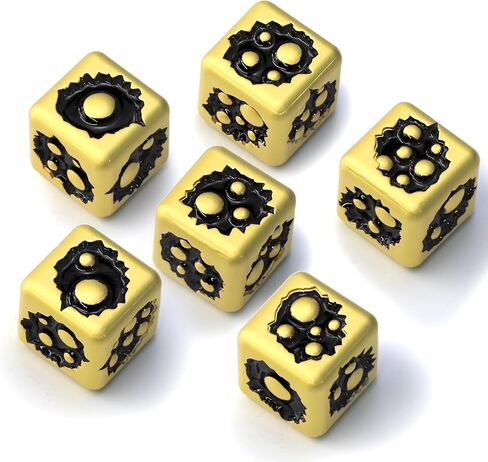 D6 Metal Dice Set of Six Pcs 15mm, Unique Cool 6 Sided Dice for DND, RPG, Dungeons and Dragons, Gift(Bubble-D6 Dazzle Black) in Kuwait