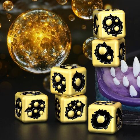 D6 Metal Dice Set of Six Pcs 15mm, Unique Cool 6 Sided Dice for DND, RPG, Dungeons and Dragons, Gift(Bubble-D6 Dazzle Black) in Kuwait