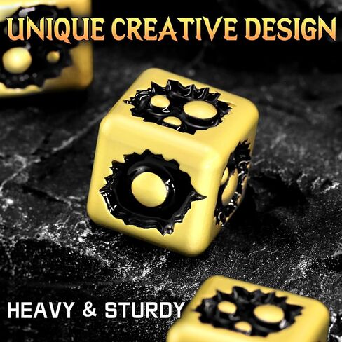 D6 Metal Dice Set of Six Pcs 15mm, Unique Cool 6 Sided Dice for DND, RPG, Dungeons and Dragons, Gift(Bubble-D6 Dazzle Black) in Kuwait