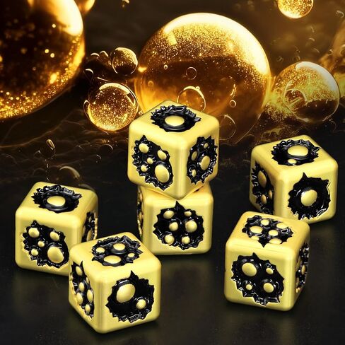 D6 Metal Dice Set of Six Pcs 15mm, Unique Cool 6 Sided Dice for DND, RPG, Dungeons and Dragons, Gift(Bubble-D6 Dazzle Black) in Kuwait