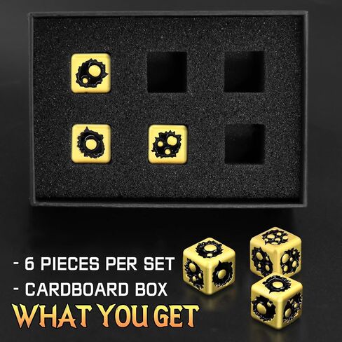 D6 Metal Dice Set of Six Pcs 15mm, Unique Cool 6 Sided Dice for DND, RPG, Dungeons and Dragons, Gift(Bubble-D6 Dazzle Black) in Kuwait