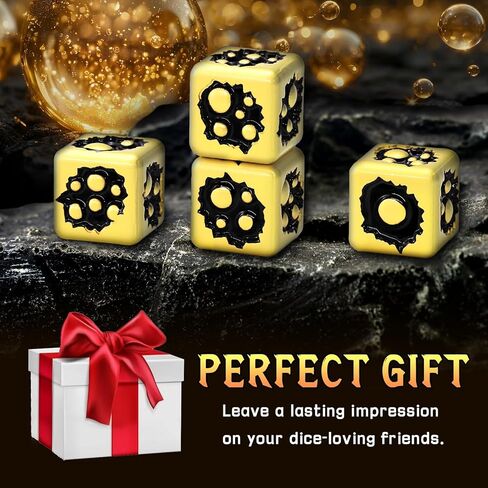D6 Metal Dice Set of Six Pcs 15mm, Unique Cool 6 Sided Dice for DND, RPG, Dungeons and Dragons, Gift(Bubble-D6 Dazzle Black) in Kuwait