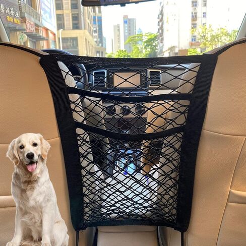 3-Layer Car Mesh Organizer, Seat Back Organizer Bag, Barrier of Backseat Pet, Driver Storage Organizers Pouch（Upgrade Stretch Length） in Saudi Arabia
