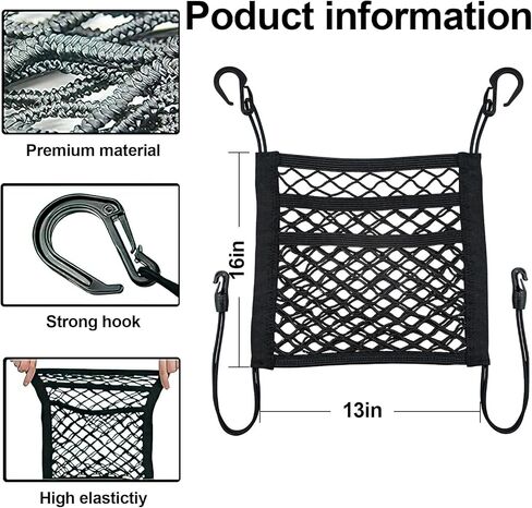 3-Layer Car Mesh Organizer, Seat Back Organizer Bag, Barrier of Backseat Pet, Driver Storage Organizers Pouch（Upgrade Stretch Length） in Saudi Arabia