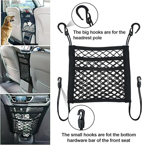 3-Layer Car Mesh Organizer, Seat Back Organizer Bag, Barrier of Backseat Pet, Driver Storage Organizers Pouch（Upgrade Stretch Length） in Saudi Arabia