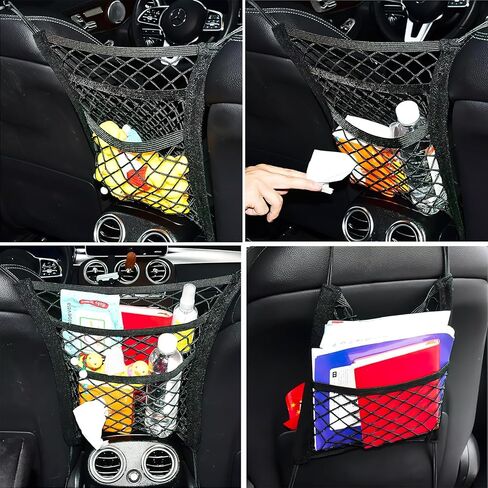 3-Layer Car Mesh Organizer, Seat Back Organizer Bag, Barrier of Backseat Pet, Driver Storage Organizers Pouch（Upgrade Stretch Length） in Saudi Arabia