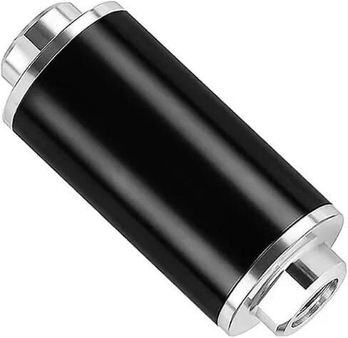 100 Micron Filter Inline 6AN 8AN with High Flow Billet Aluminum Black - in Saudi Arabia