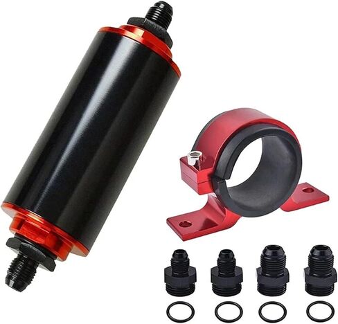 50MM Red Filter 100 Micron Cleanable Inline Filter Red 6/8/10AN Adapter in Saudi Arabia